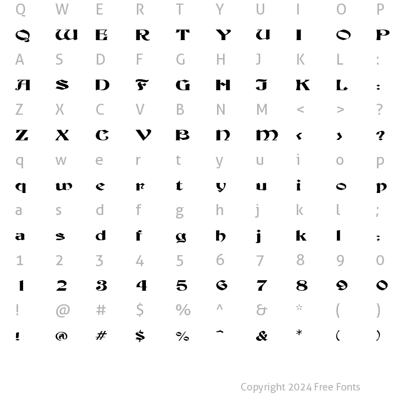 Character Map of BuckinghamWide Regular