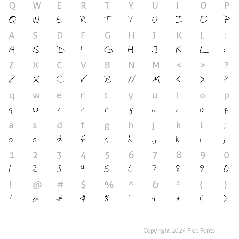 Character Map of BudHand Regular