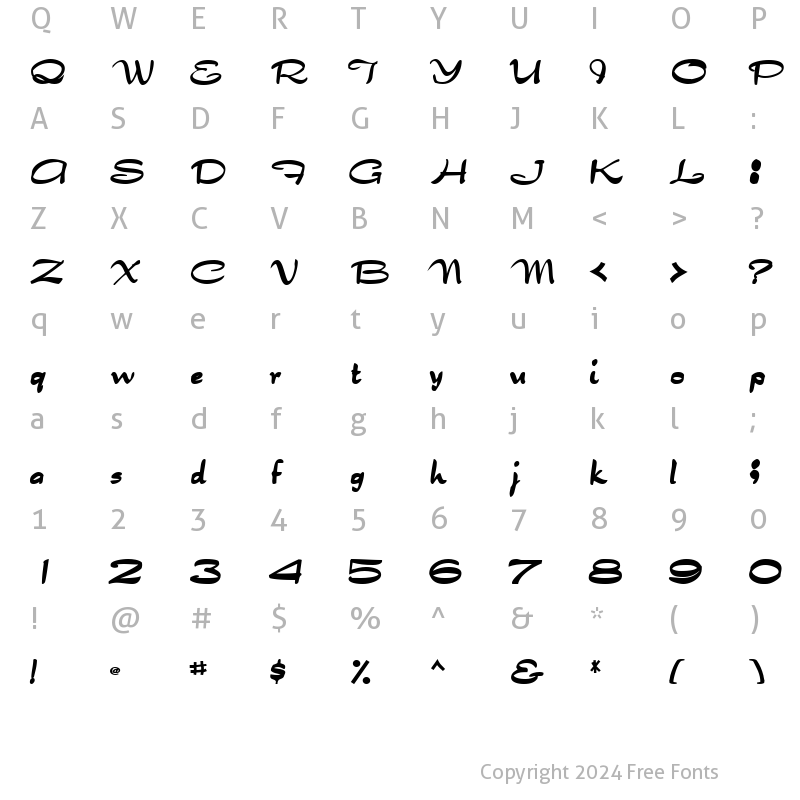 Character Map of BuenaScriptSSK Bold