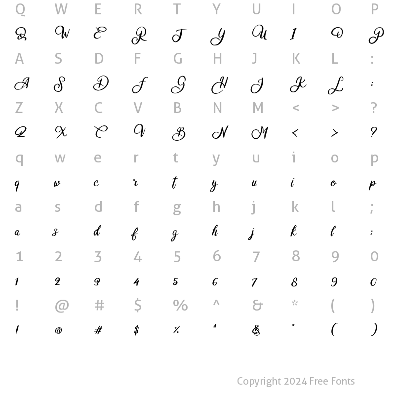 Character Map of Bugie Regular