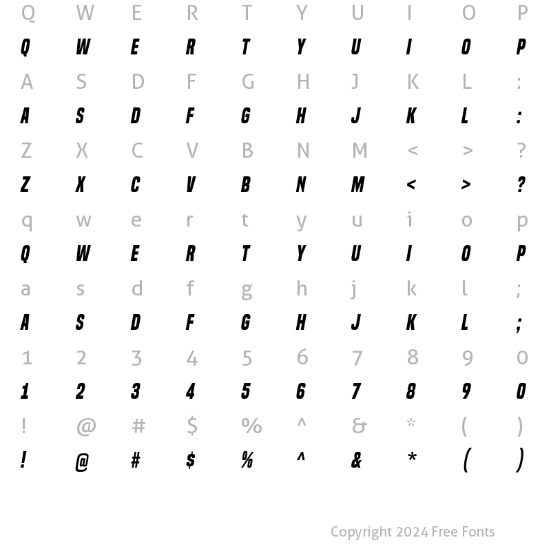 Character Map of Built Titling Bold Italic