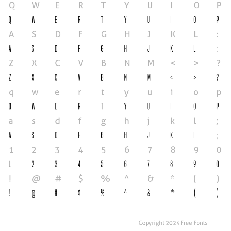 Character Map of Built Titling Light