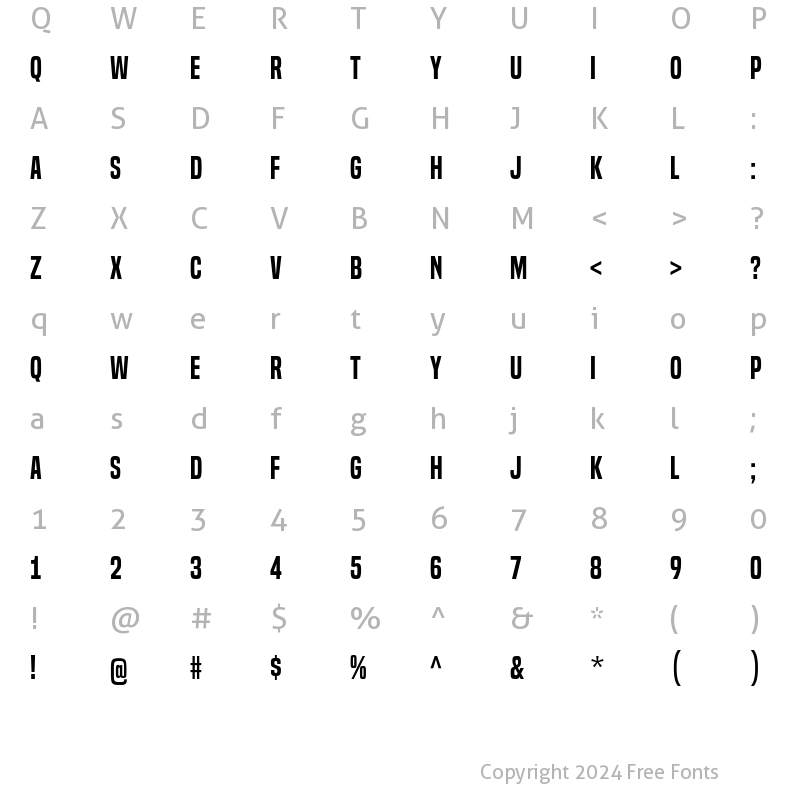 Character Map of Built Titling SemiBold