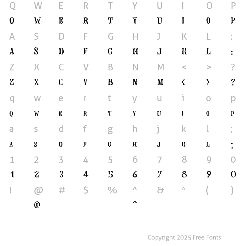 Character Map of Bujardet Freres (Unregistered) Regular