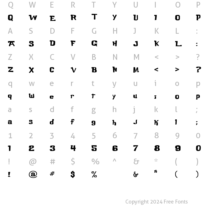 Character Map of Buka Bird Regular