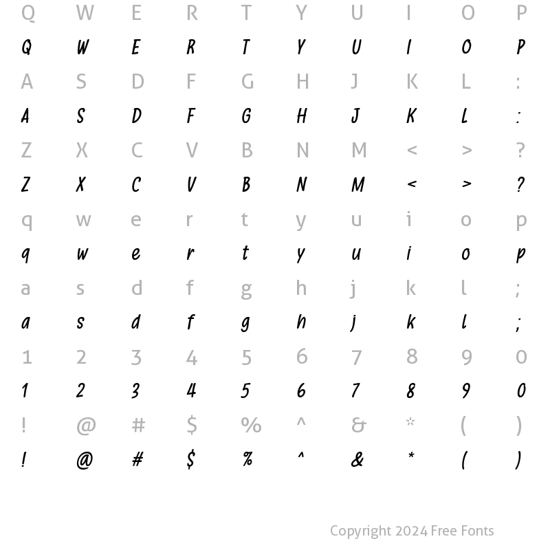 Character Map of Buka Italic