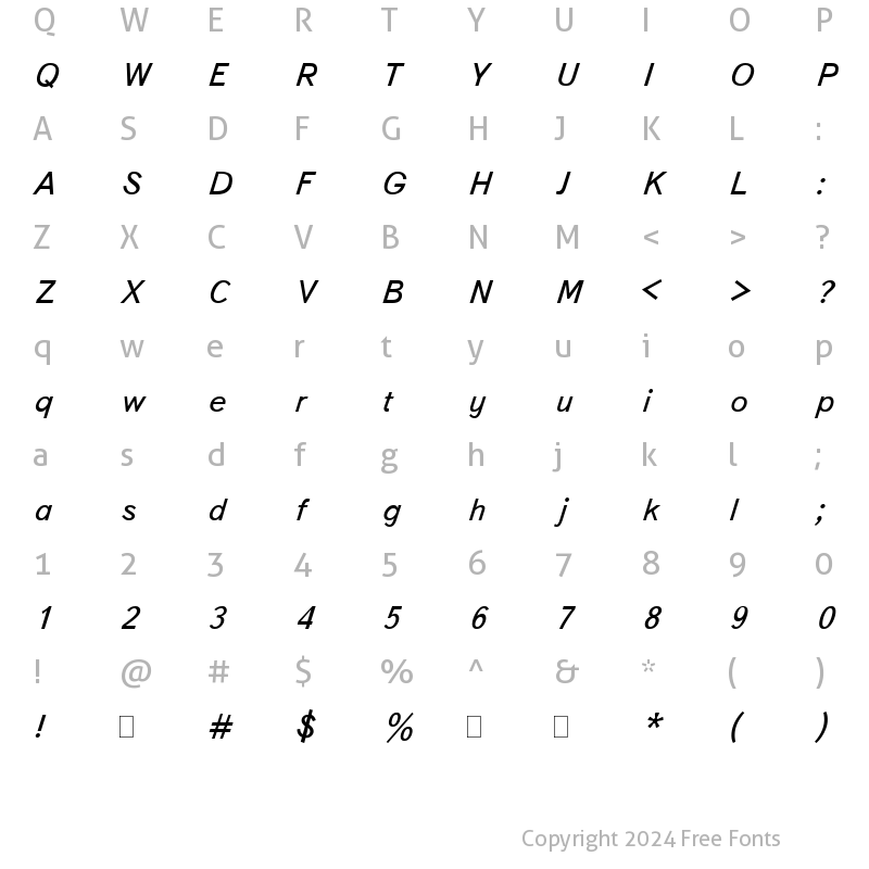 Character Map of Bukvarnaya Italic