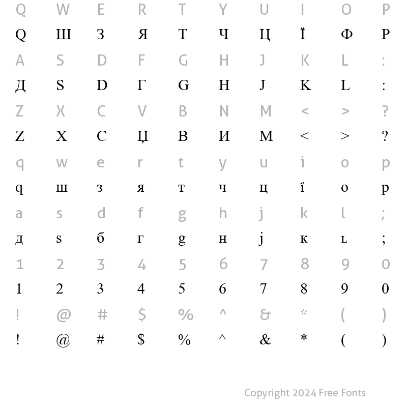 Character Map of Bukwa Normal