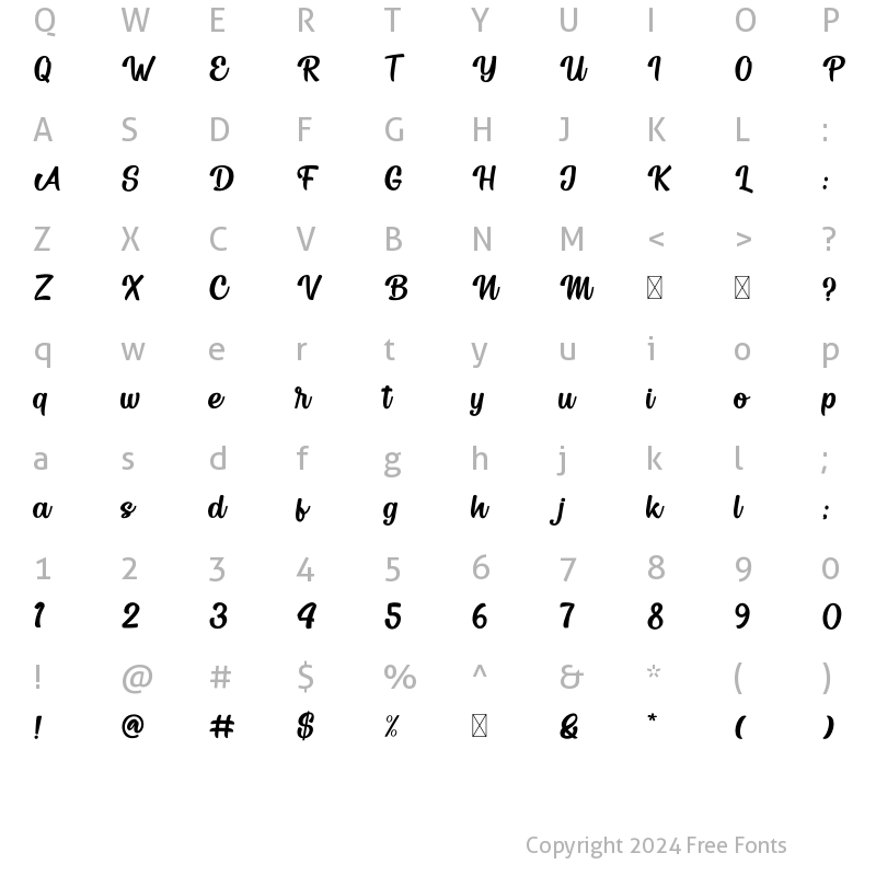 Character Map of Bulan Regular