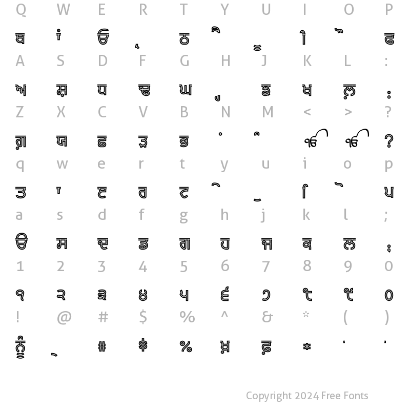 Character Map of Bulara Hollow Bold Regular