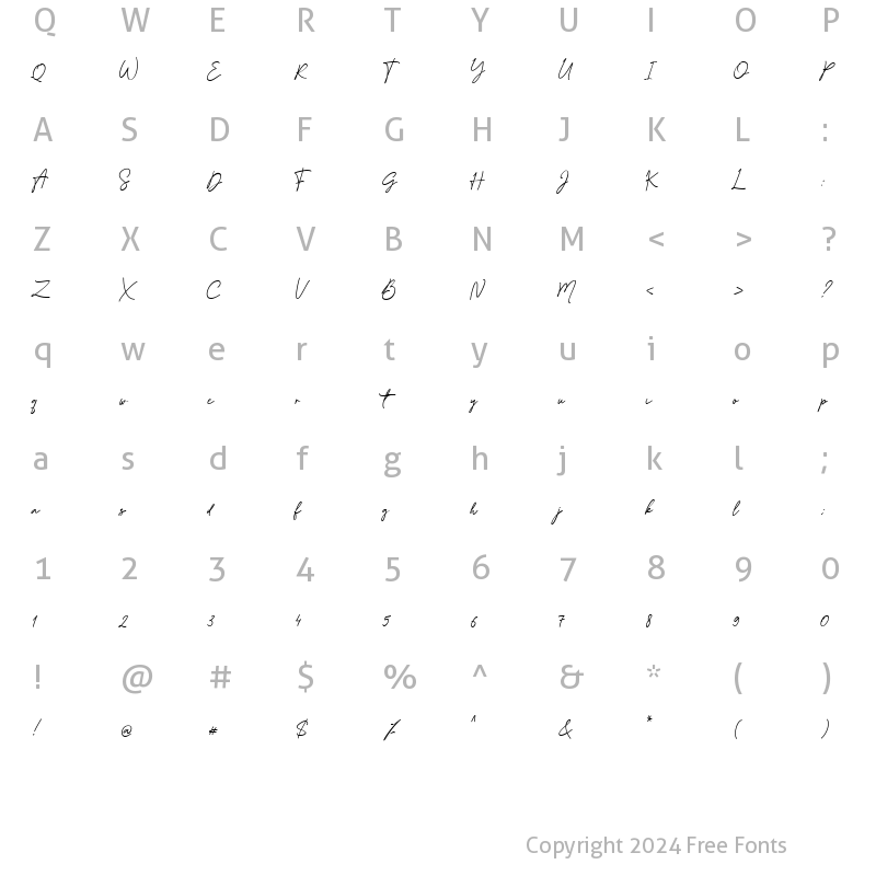 Character Map of Bullaina Regular