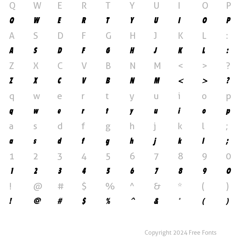 Character Map of Bulletin Italic