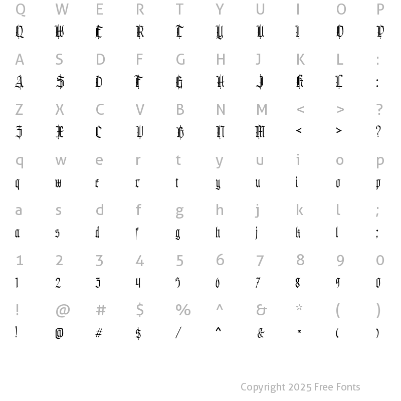 Character Map of Bullgine Regular