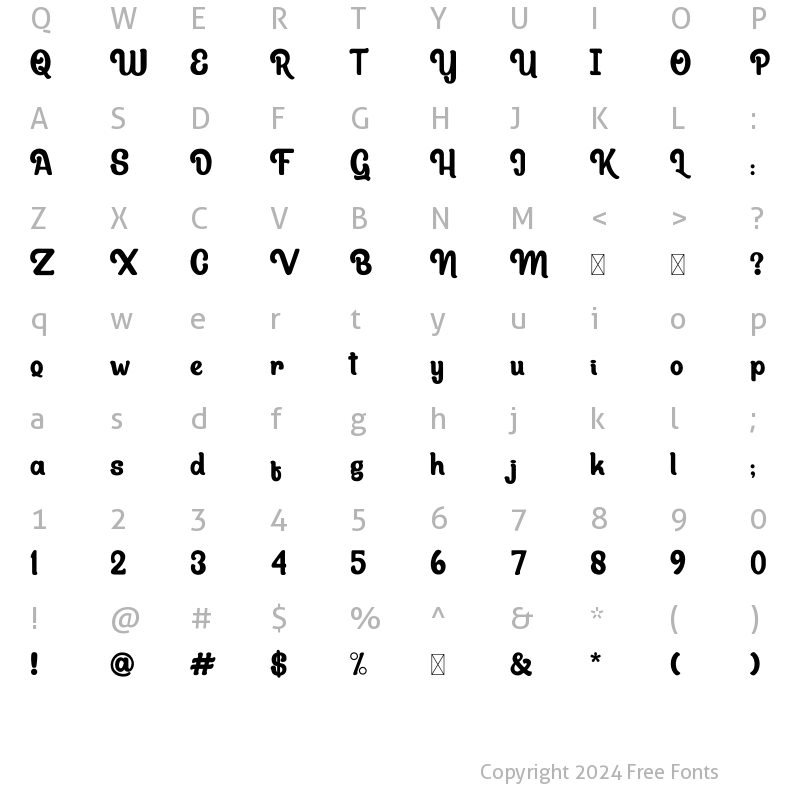 Character Map of Bullina Display