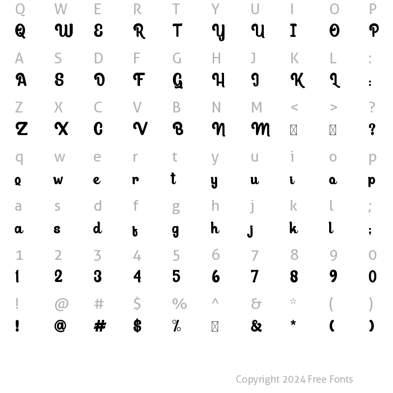 Character Map of Bullina Regular