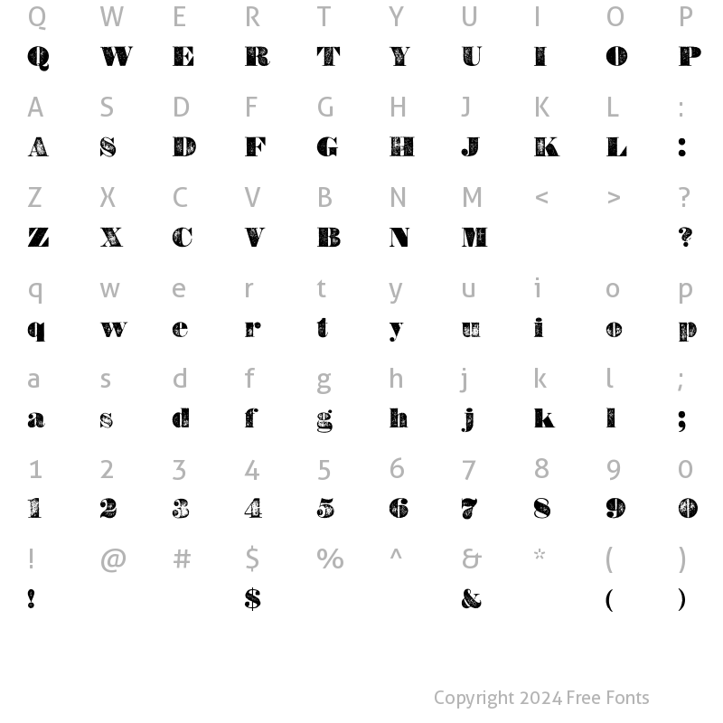 Character Map of Bullion WF Regular