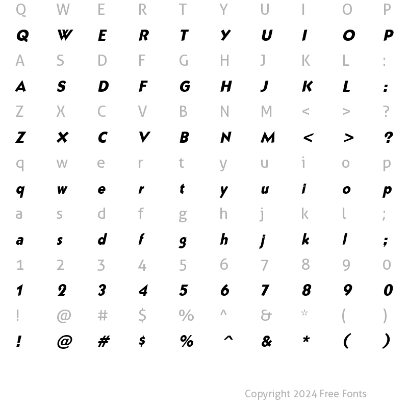 Character Map of Bully Italic