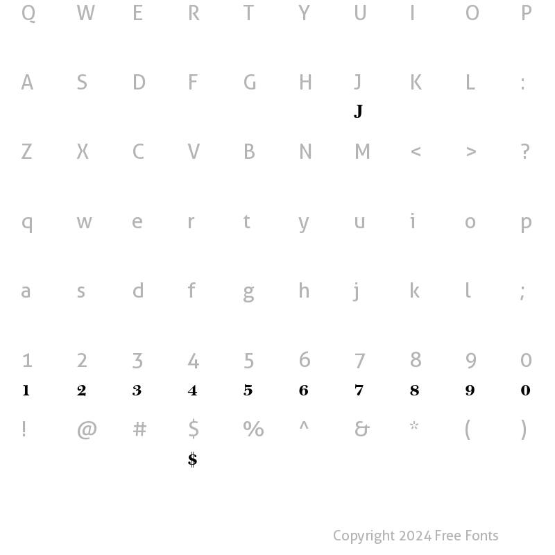 Character Map of Bulmer MT Alt Bold