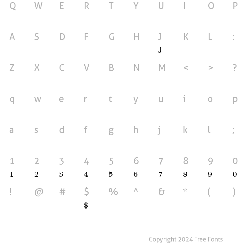 Character Map of Bulmer MT Alt Regular