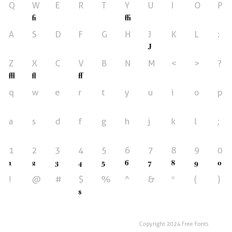 Character Map of Bulmer MT Display Alt Bold