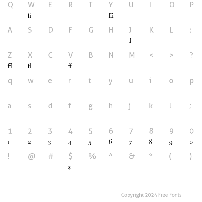 Character Map of Bulmer MT Display Alt Regular