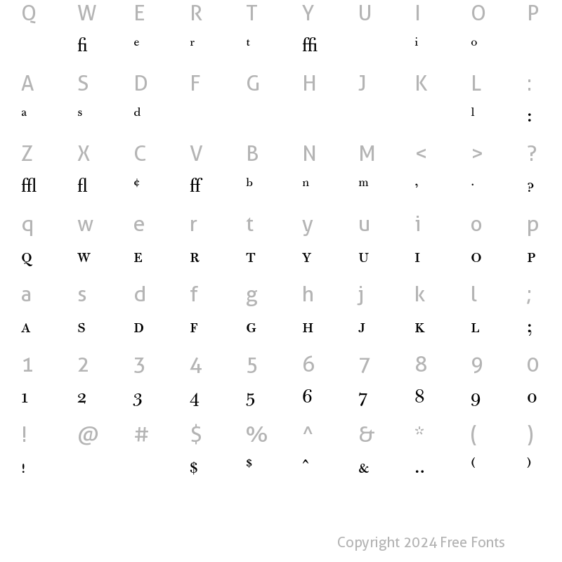 Character Map of Bulmer MT Expert Regular