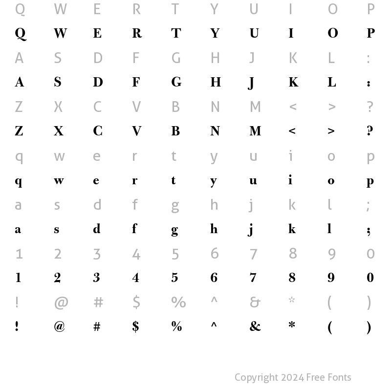 Character Map of Bulmer MT Regular Bold