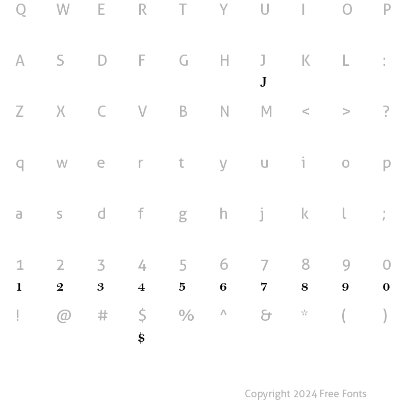 Character Map of Bulmer MT SemiBold Alt Regular