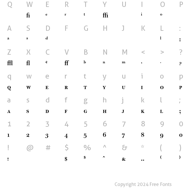 Character Map of Bulmer MT SemiBold Expert Regular