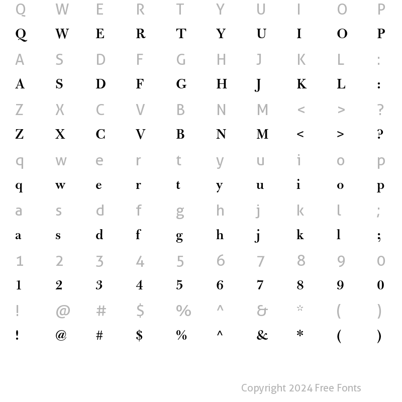 Character Map of Bulmer MT SemiBold Regular