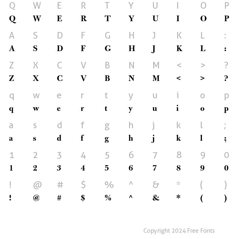 Character Map of Bulmer MT Std Bold