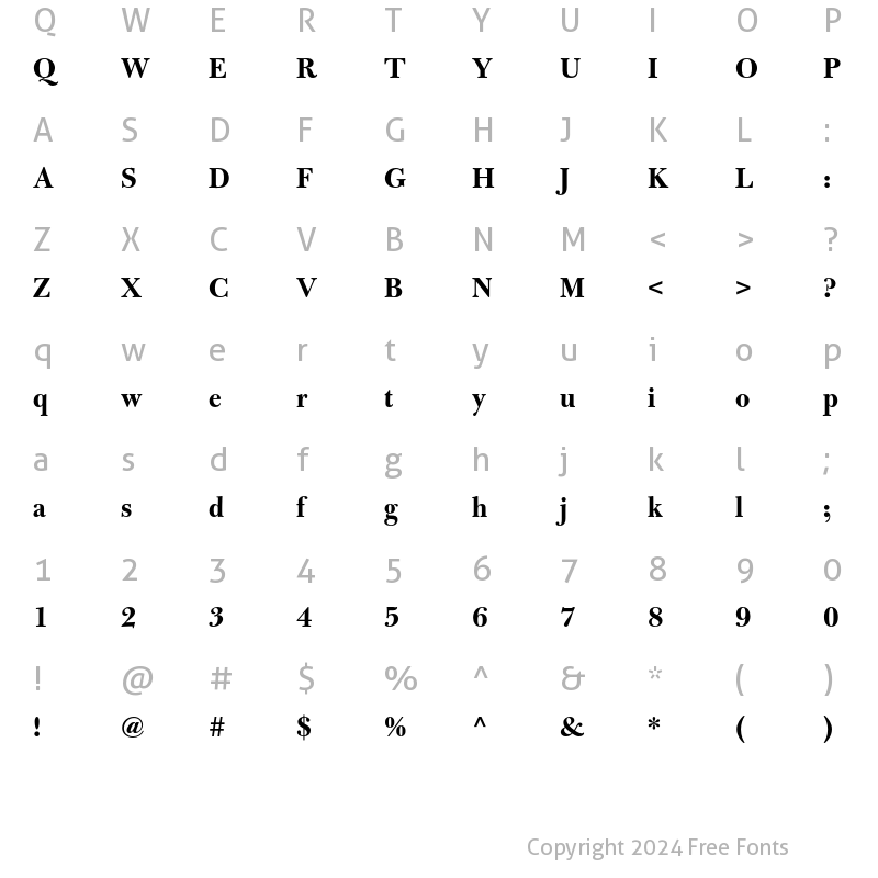 Character Map of Bulmer MT Std Bold Display