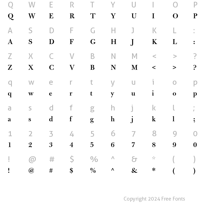 Character Map of Bulmer MT Std Semibold