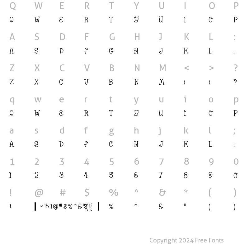 Character Map of Bumble Bee BV Regular