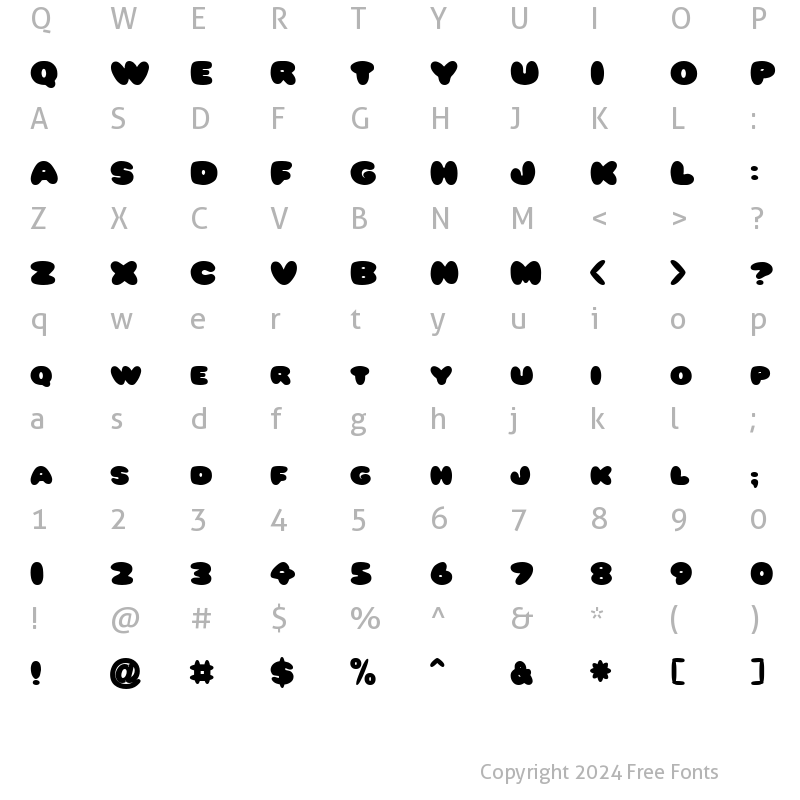 Character Map of Bumblebee Regular