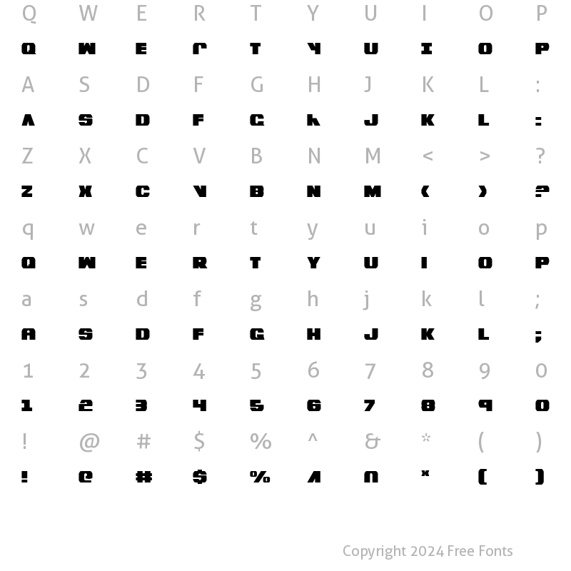 Character Map of Bummer Condensed Condensed