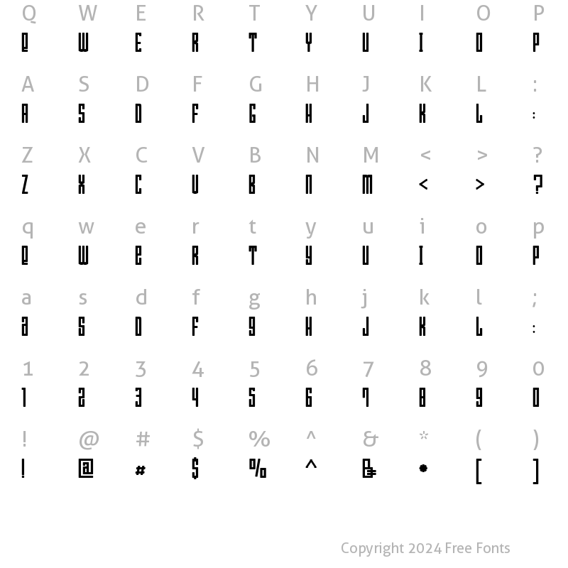 Character Map of Bumpers 01 Regular