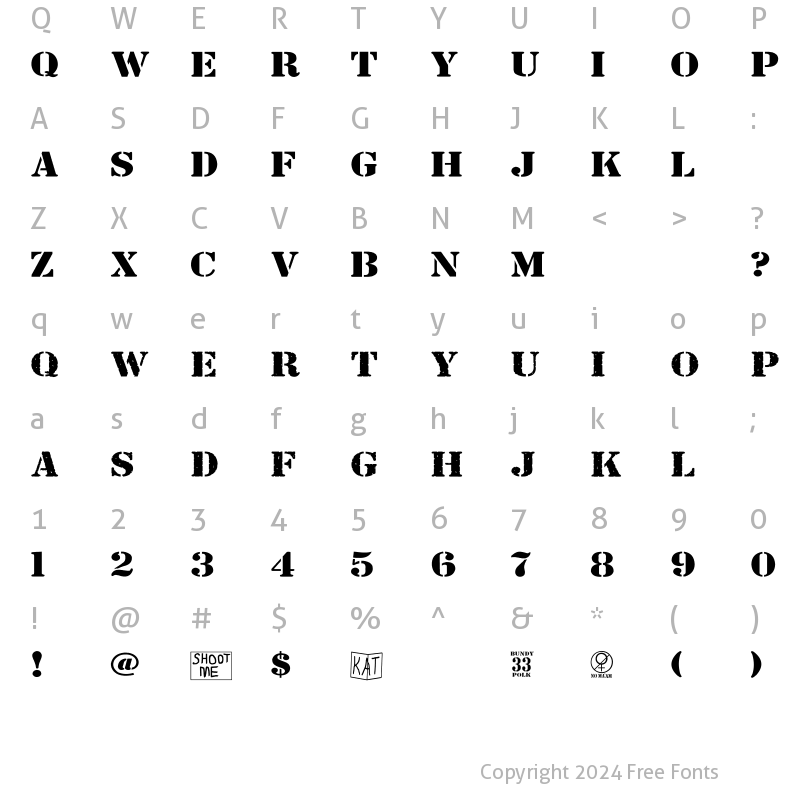 Character Map of Bundy Yellow Solid