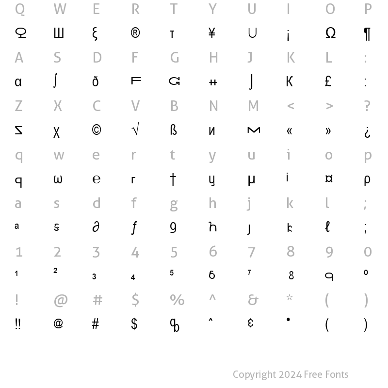 Character Map of Bungle City Regular