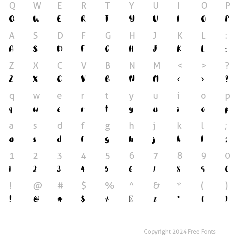 Character Map of Bunny Carrot Regular