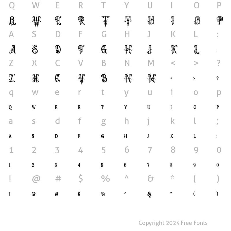 Character Map of Buonapati Regular