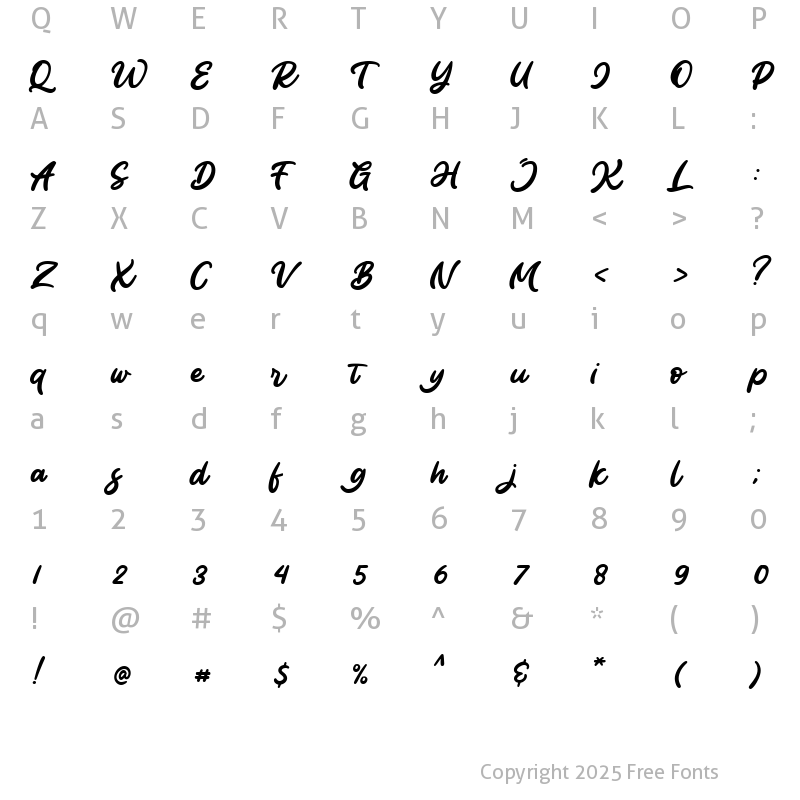 Character Map of Burayots Regular