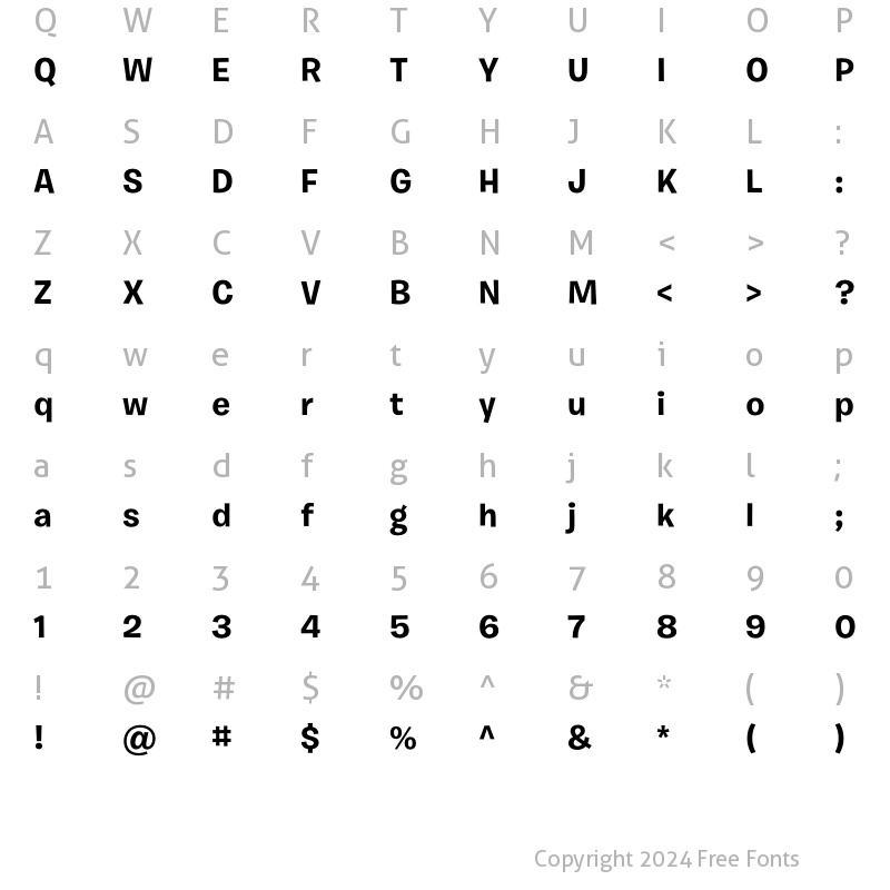 Character Map of Burbank Small Bold