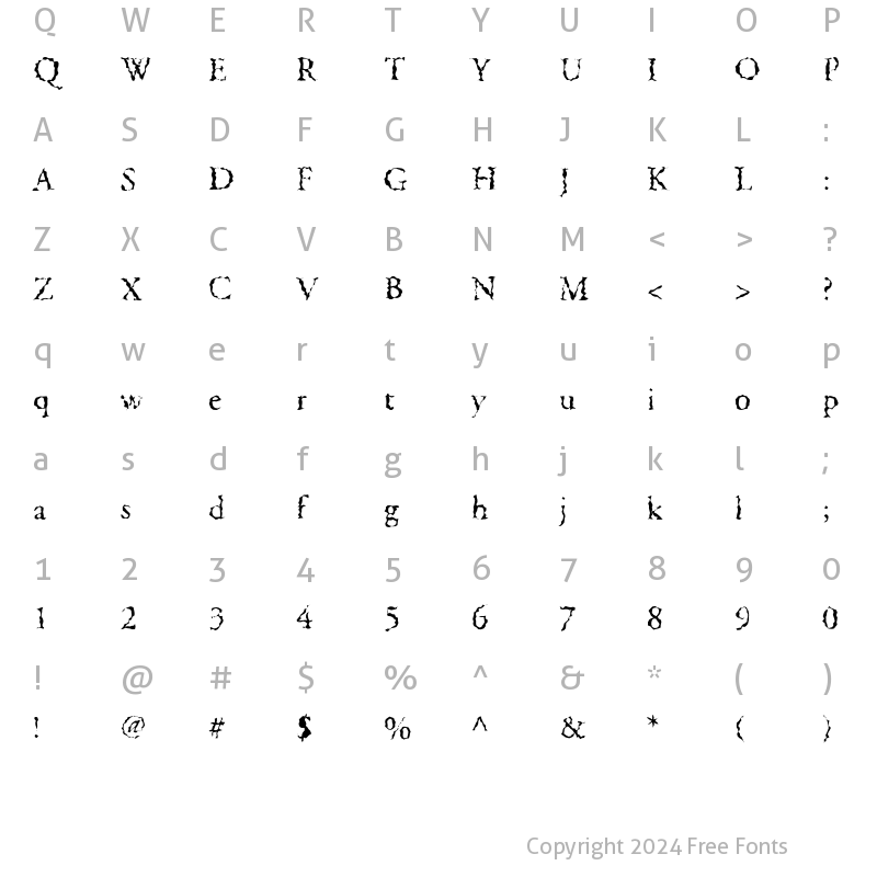 Character Map of Burdentype Regular