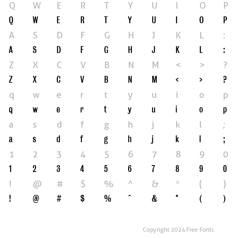 Character Map of Bureau Regular