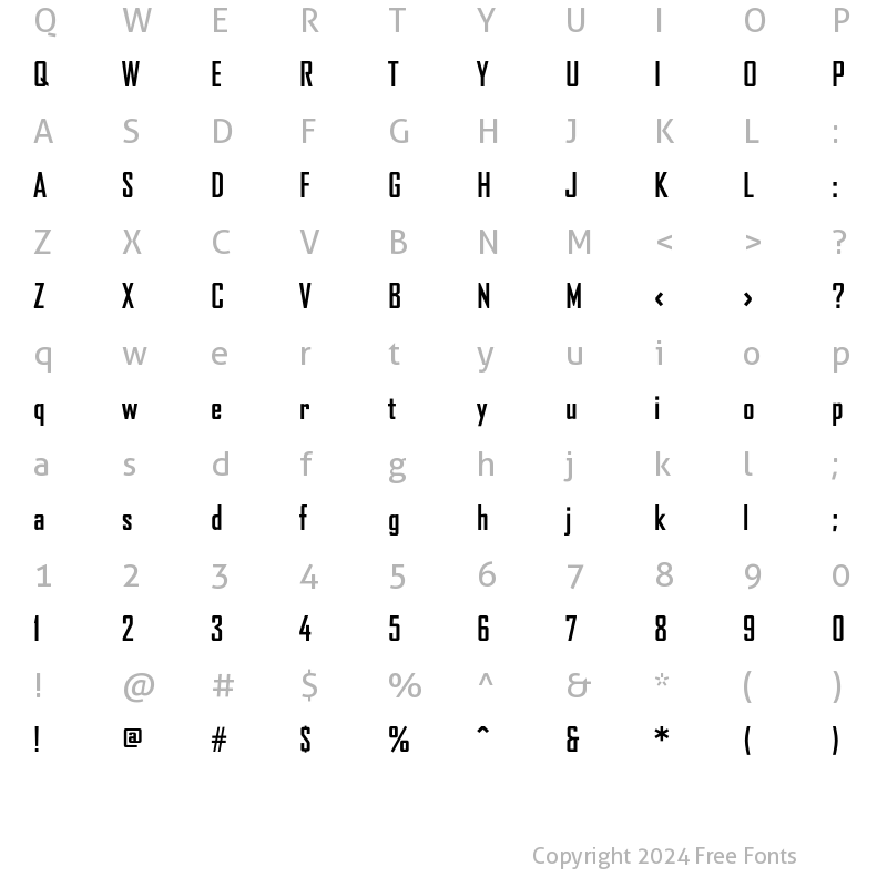 Character Map of BureauAgencyBold Regular