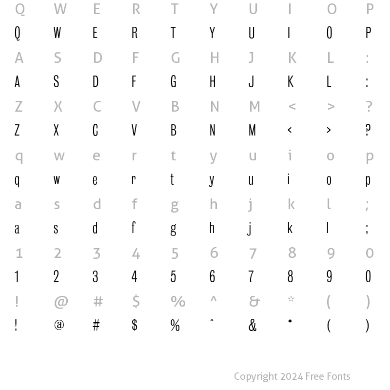 Character Map of BureauGrotesque ThreeOne Regular