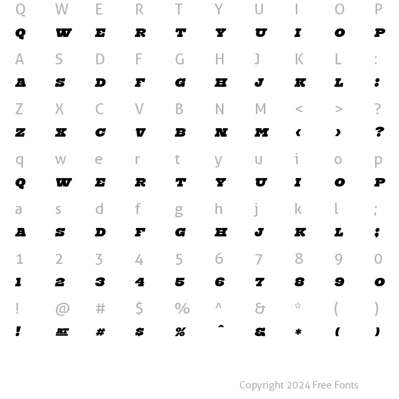 Character Map of Burger Italic