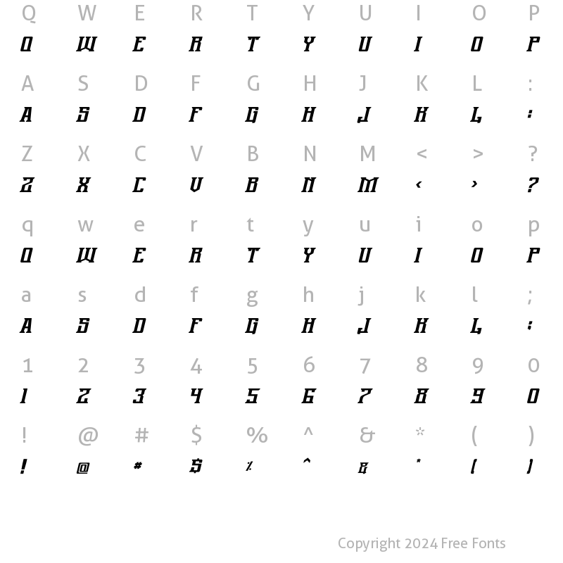 Character Map of Burgher Italic