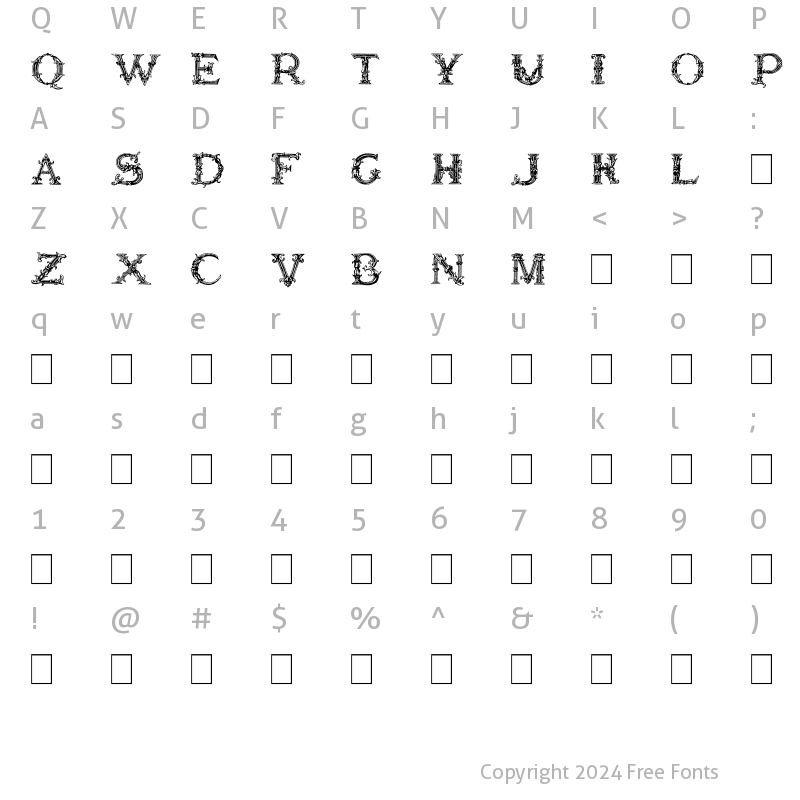 Character Map of Burgoyne_Initials Normal